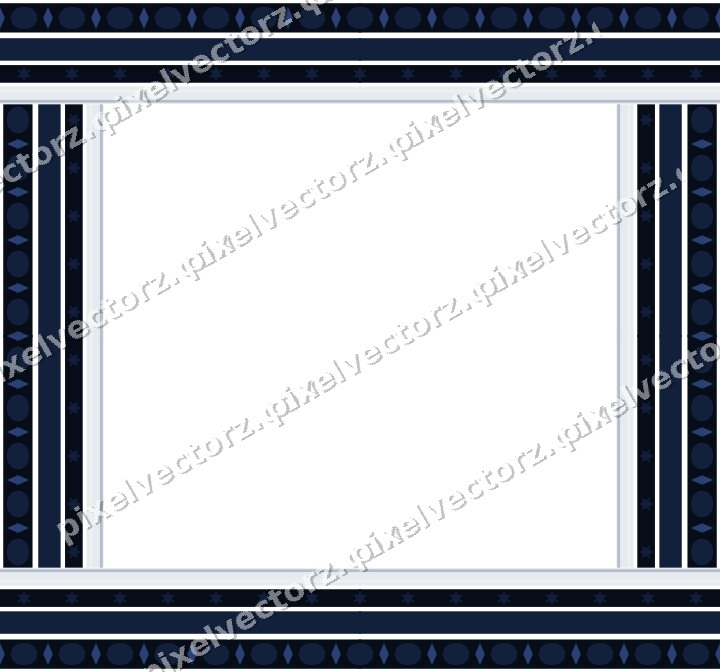 Decorative picture frame border in dark blue and white with star band