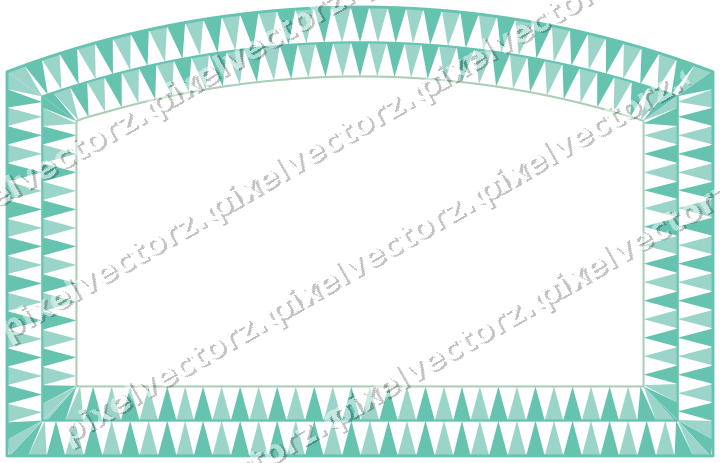 Decorative line art frame in green and teal with label plaque
