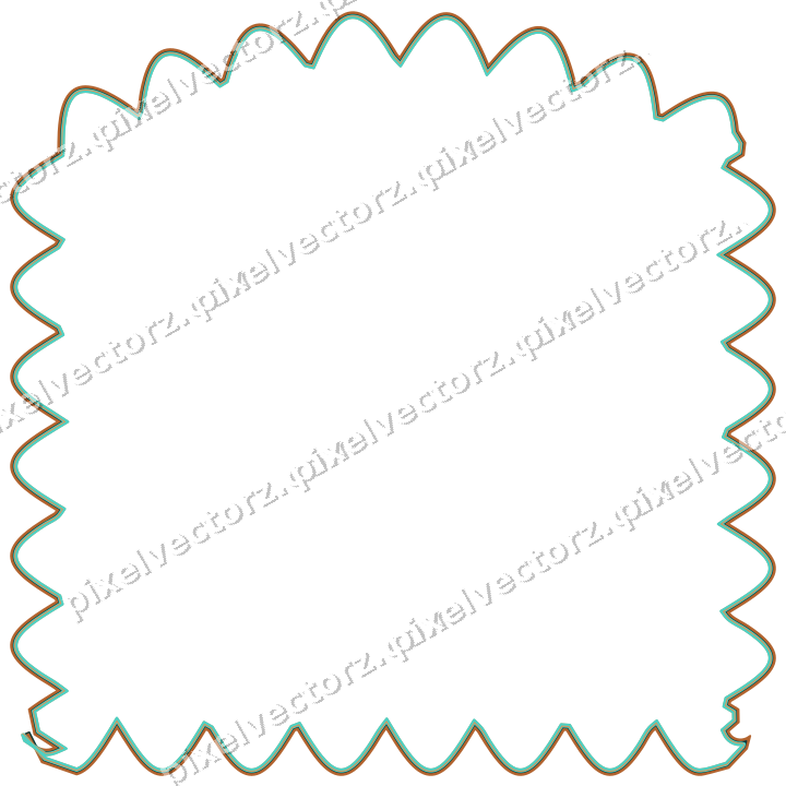 Decorative line art frame in orange and teal with label plaque
