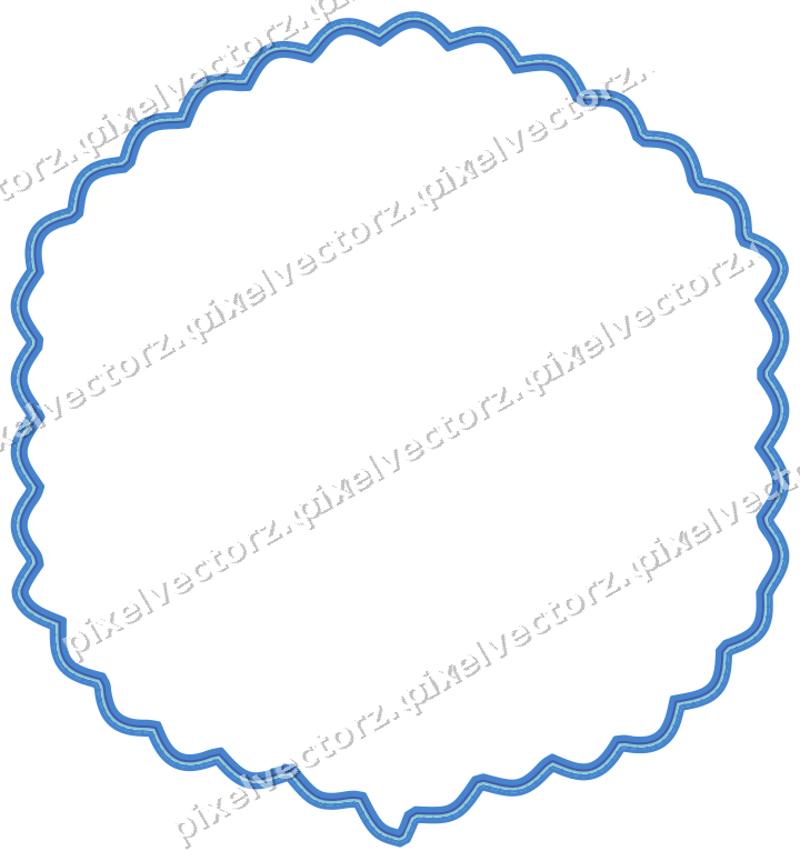 Decorative line art frame in blue and cyan with label plaque