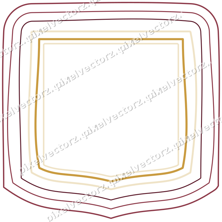 Decorative line art frame in dark pink and amber with label plaque