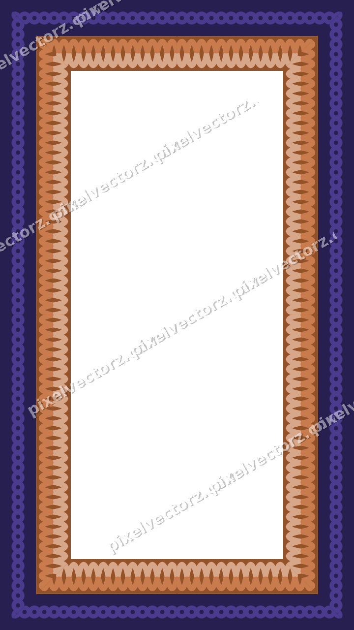 Decorative picture frame border in orange and blue with ring chain