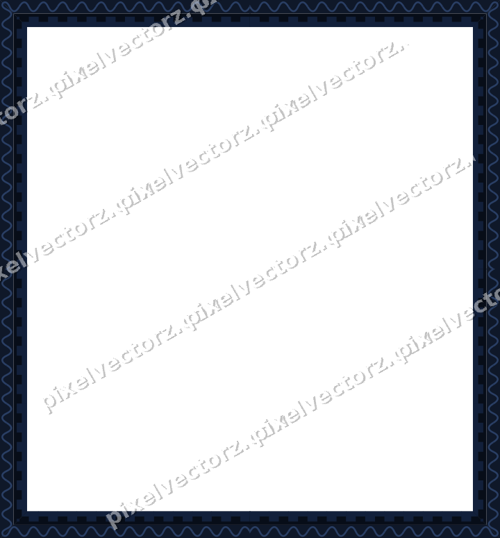 Decorative picture frame border in dark blue and white with wave band