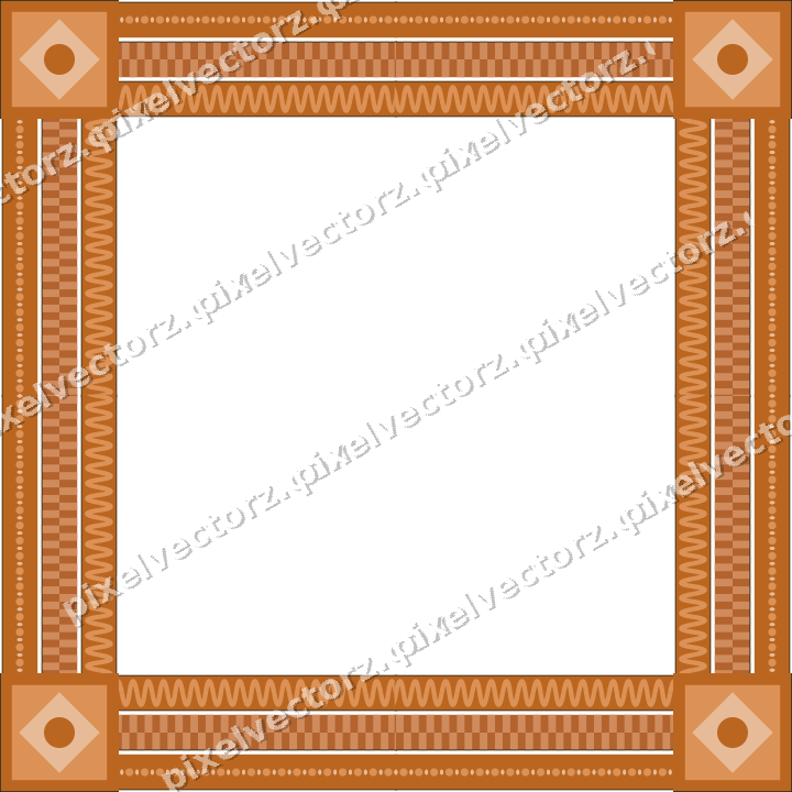 Decorative picture frame border in orange and teal with bead and reel