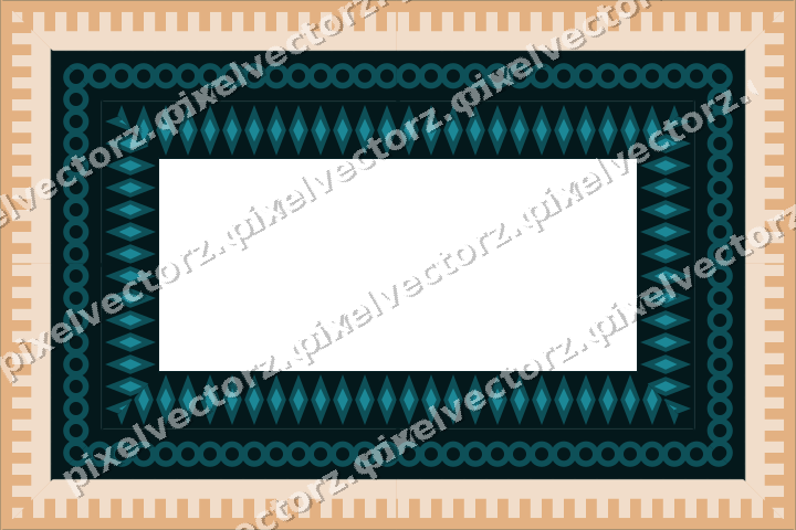 Decorative picture frame border in dark teal with ring chain