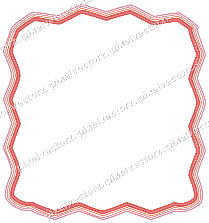 Decorative line art frame in red and orange with label plaque