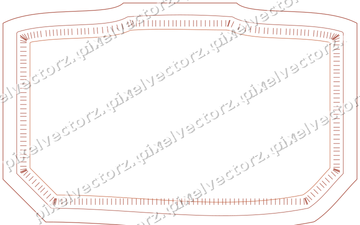 Decorative line art frame in orange and amber with label plaque