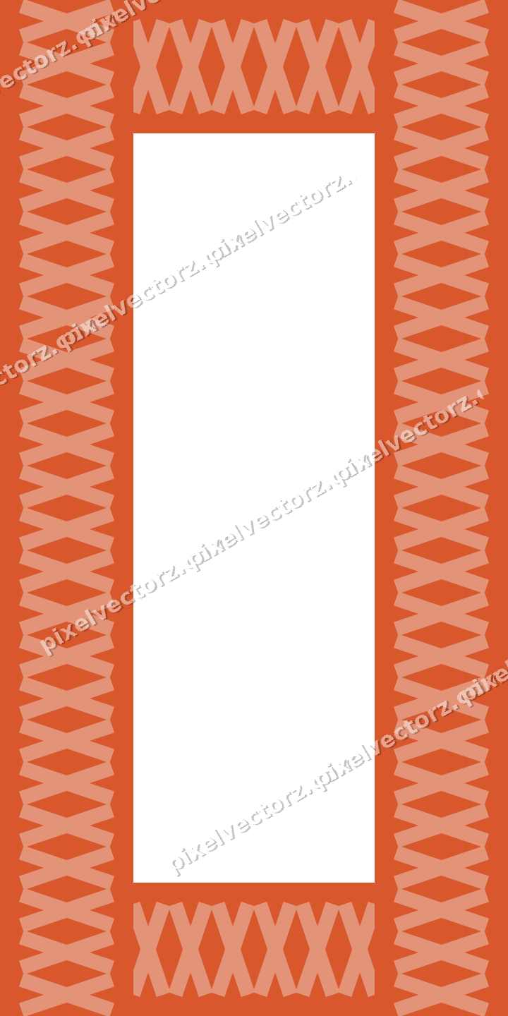 Decorative picture frame border in orange and cyan with cross band