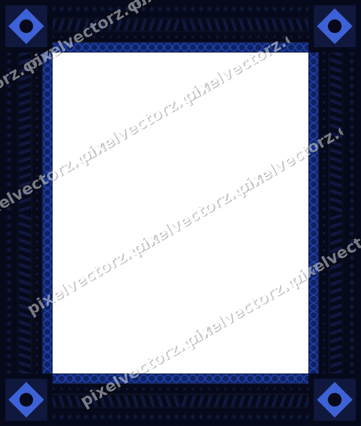 Decorative picture frame border in amber and blue with dot row