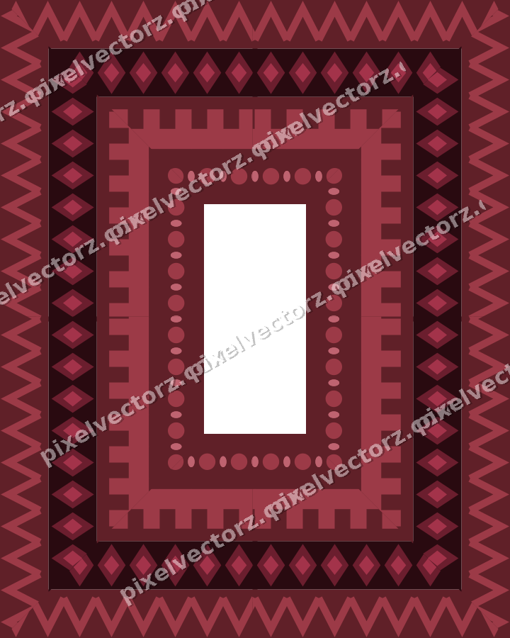 Decorative picture frame border in dark pink and red with zigzag