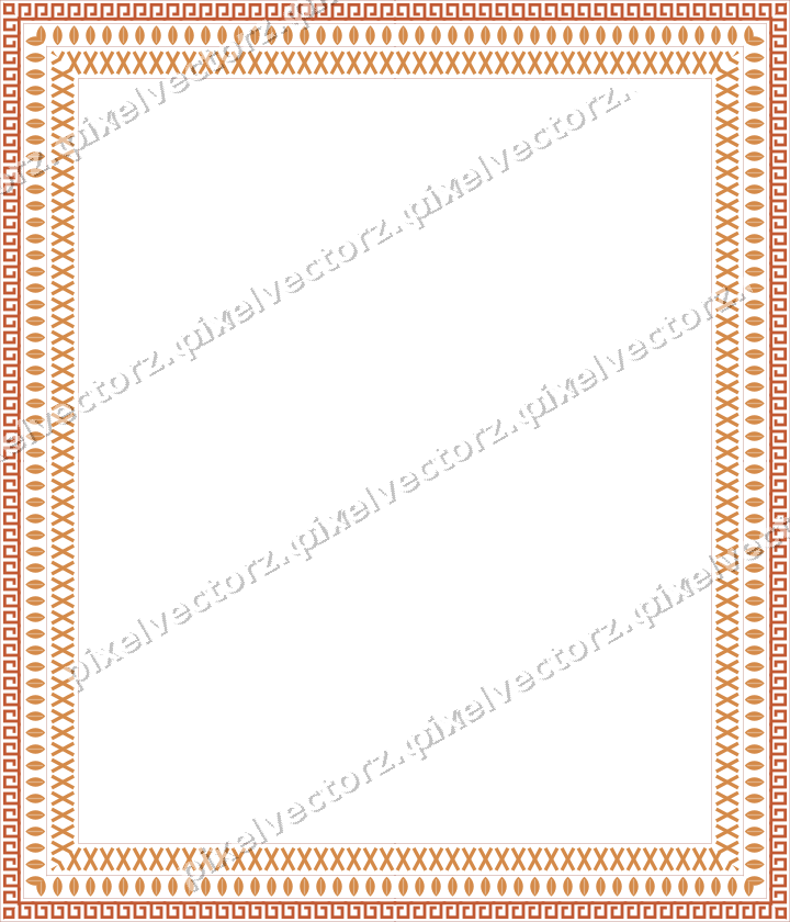 Decorative picture frame border in orange and amber with greek key