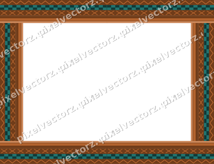 Decorative picture frame border in orange and teal with zigzag