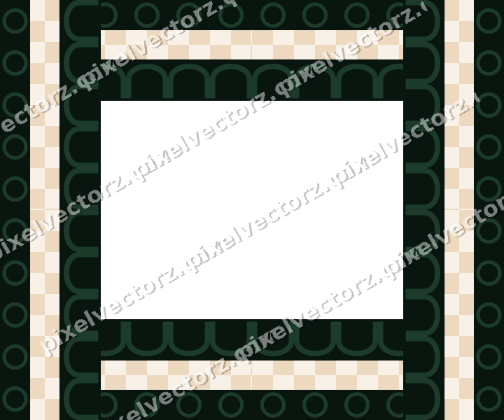 Decorative picture frame border in dark green with ring chain