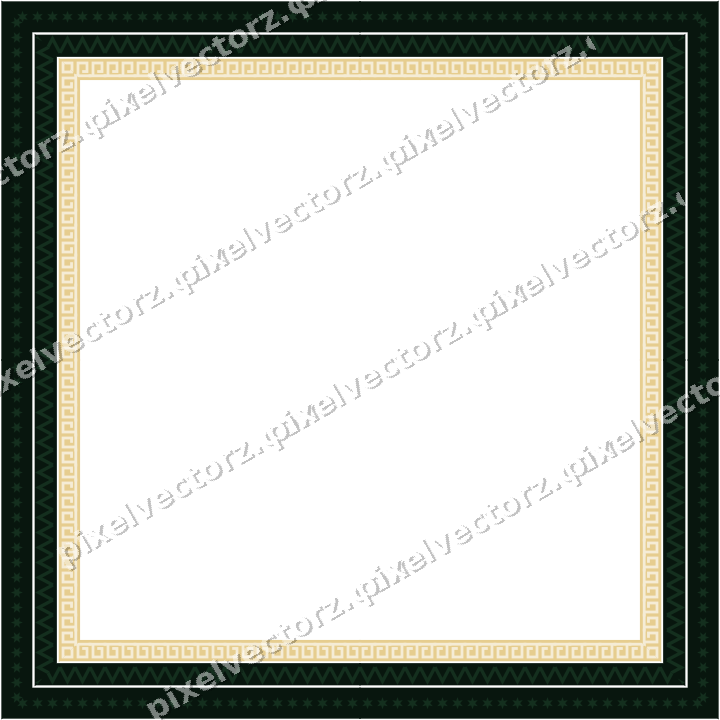 Decorative picture frame border in dark green and amber with zigzag