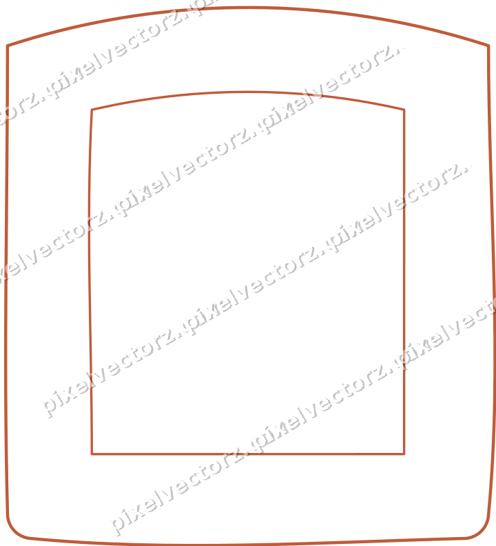 Decorative line art frame in orange and cyan with label plaque