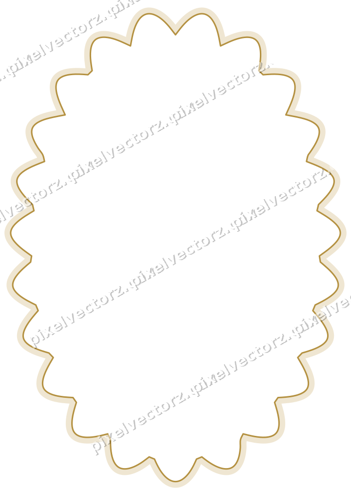 Decorative line art frame in dark magenta and amber with oval