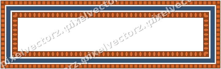 Decorative picture frame border in dark blue and orange with dentil