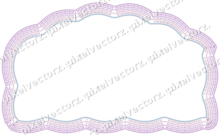 Decorative line art frame in purple and blue with label plaque