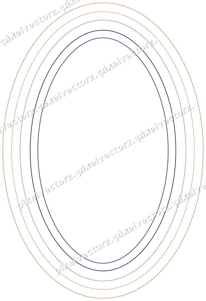 Decorative line art frame in orange and blue with oval