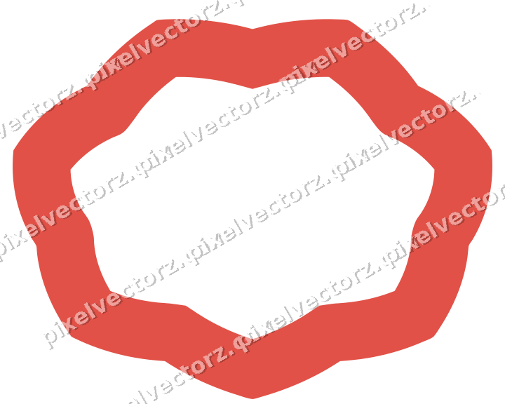 Decorative line art frame in red and orange with oval and zigzag edge