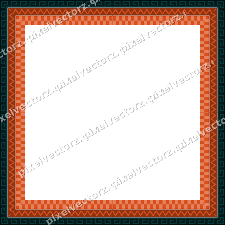 Decorative picture frame border in orange and teal with zigzag