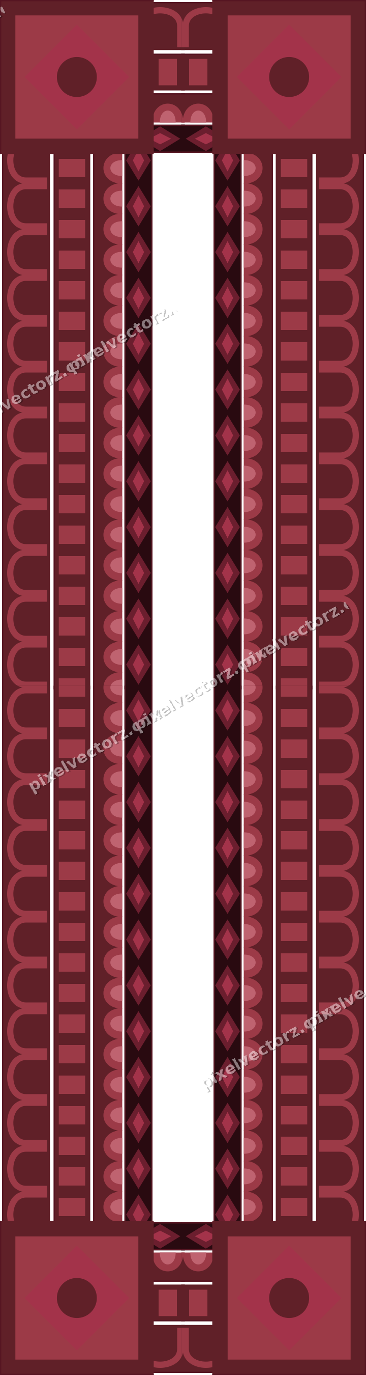 Decorative picture frame border in dark pink and red with scale band