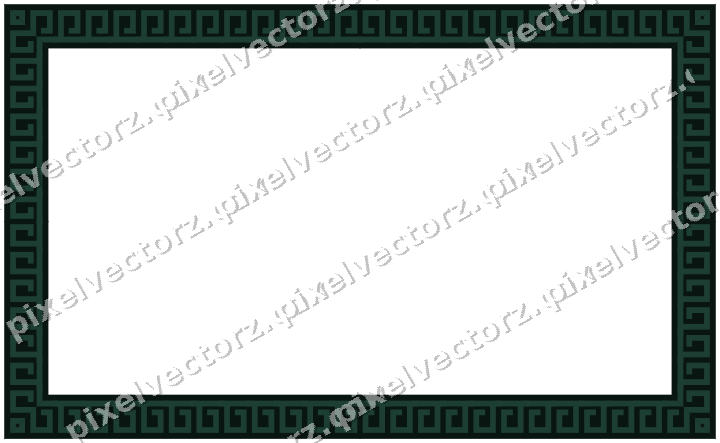 Decorative picture frame border in dark green and red with greek key