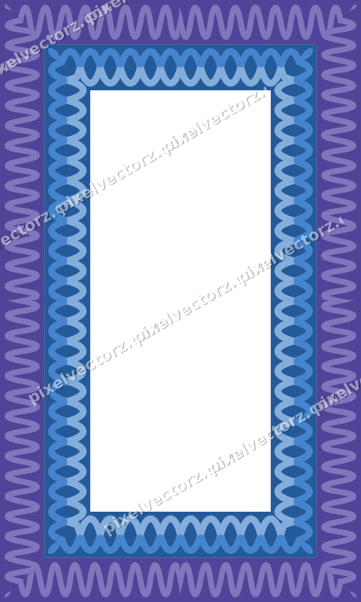 Decorative picture frame border in blue and cyan with guilloche