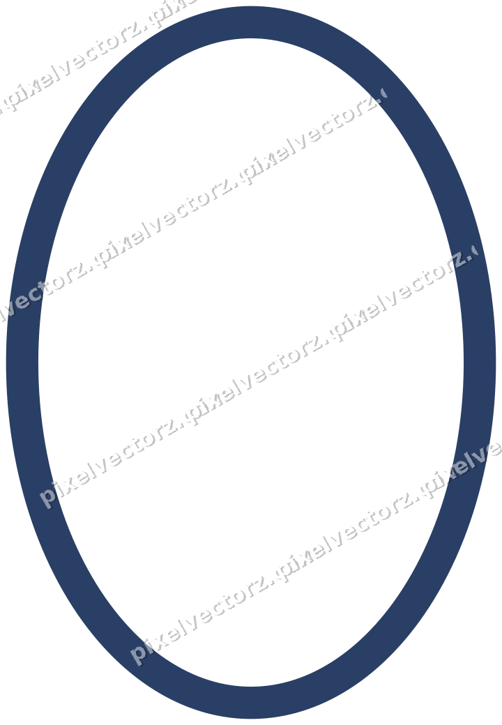 Decorative line art frame in dark blue and white with oval