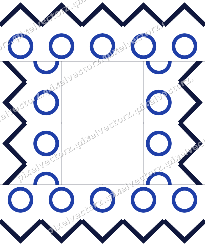 Decorative picture frame border in amber and blue with zigzag