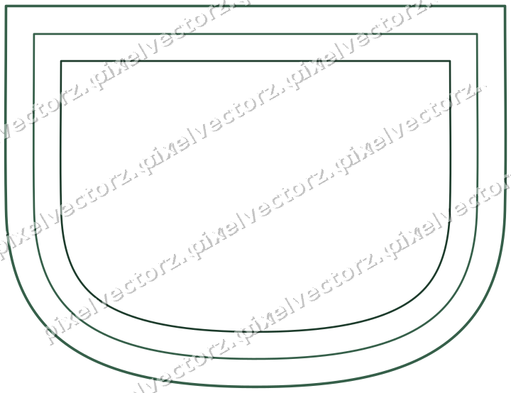 Decorative line art frame in dark green and orange with shield