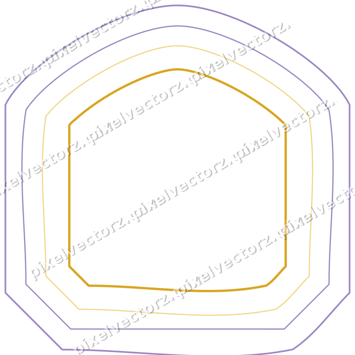 Decorative line art frame in amber and purple with label plaque