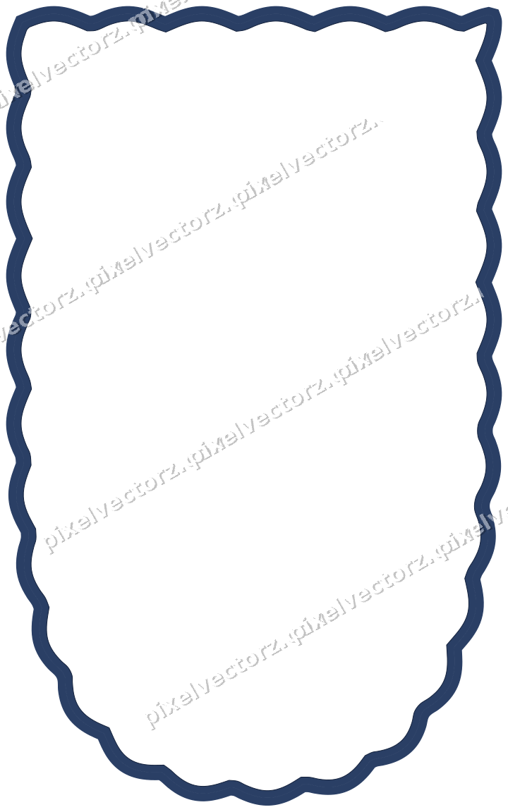 Decorative line art frame in dark blue and white with shield