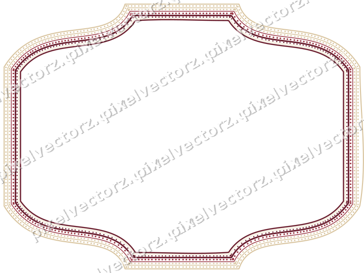 Decorative line art frame in dark pink and red with label plaque