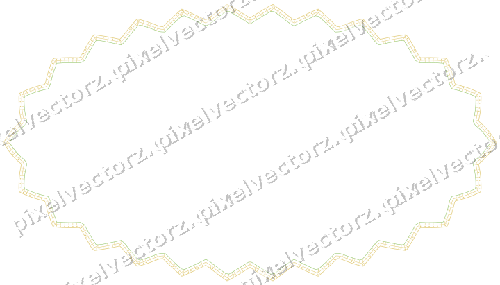 Decorative line art frame in lime and yellow with oval and zigzag edge