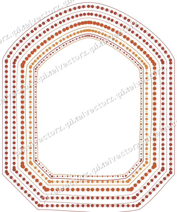 Decorative line art frame in orange and amber with label plaque