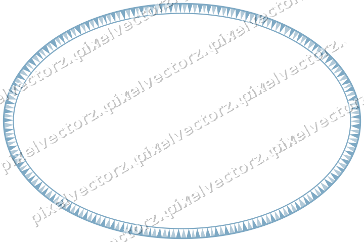 Decorative line art frame in orange and cyan with oval and dentil