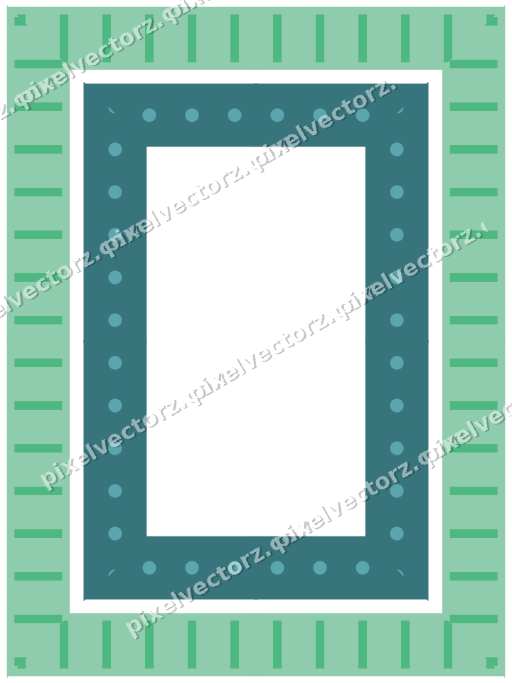 Decorative picture frame border in green and teal with dot row