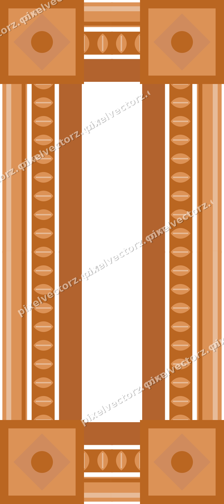 Decorative picture frame border in orange and teal with leaf moulding
