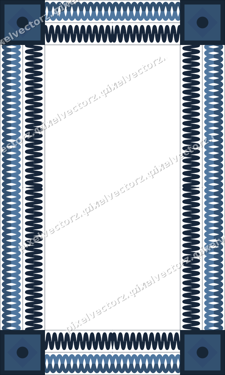 Decorative picture frame border in dark blue and orange with guilloche