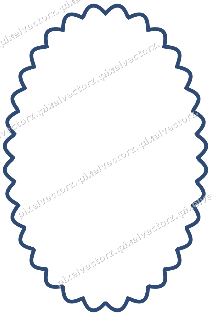 Decorative line art frame in dark blue and amber with oval