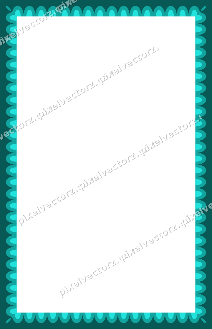 Decorative picture frame border in orange and teal with scale band