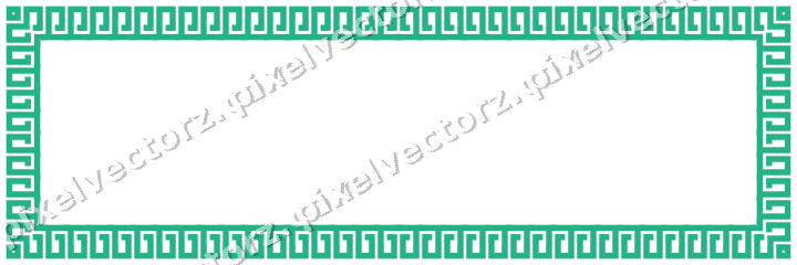 Decorative picture frame border in green and teal with greek key
