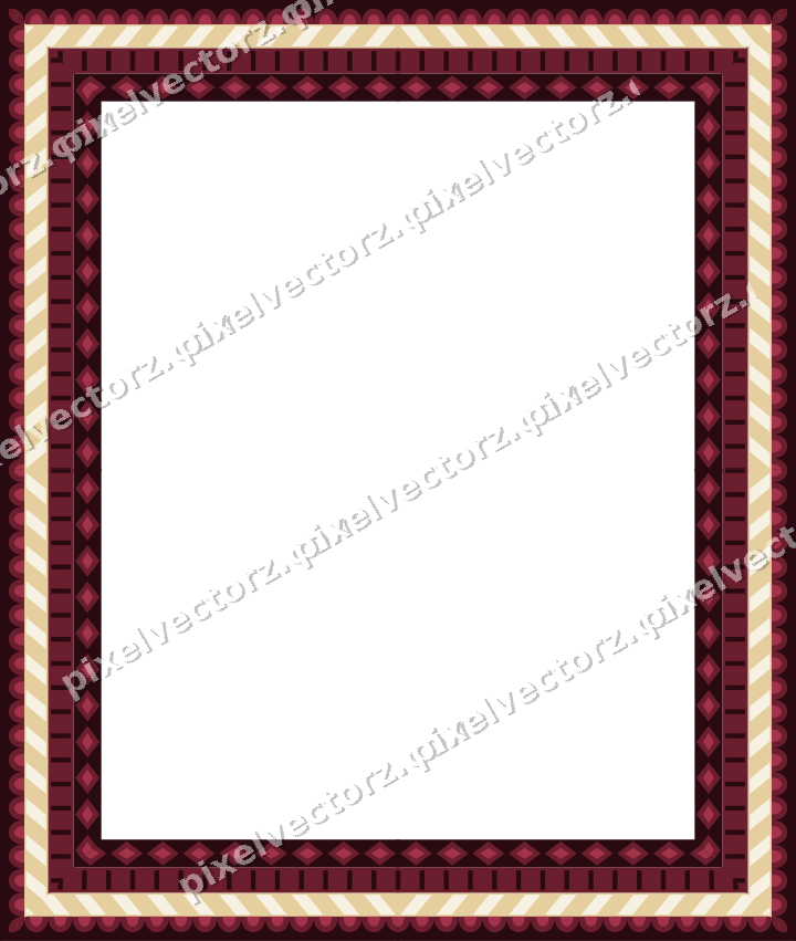 Decorative picture frame border in dark pink and red with scale band