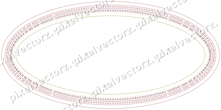 Decorative line art frame in dark pink and red with oval