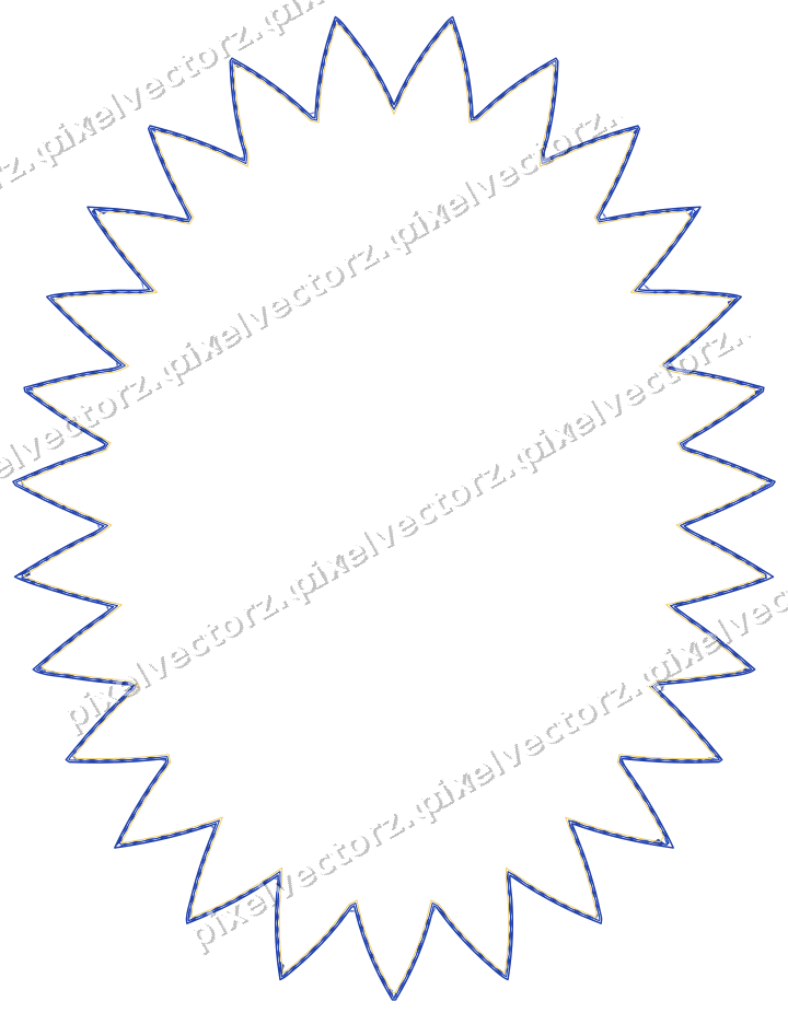 Decorative line art frame in amber and blue with oval and zigzag edge