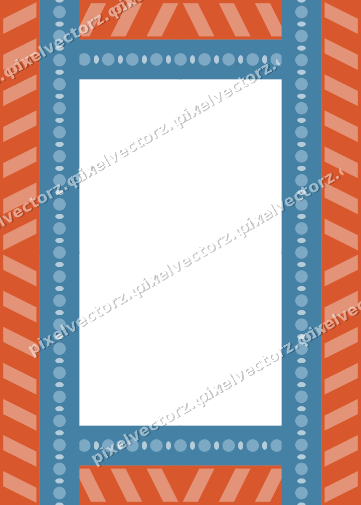 Decorative picture frame border in orange and cyan with bead and reel