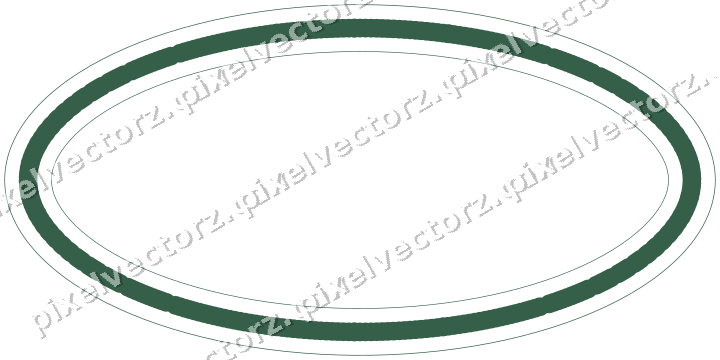 Decorative line art frame in dark green and orange with oval