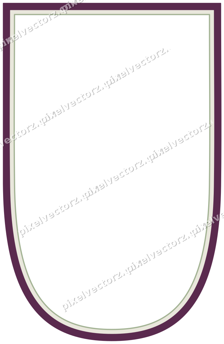 Decorative line art frame in dark magenta and lime with shield