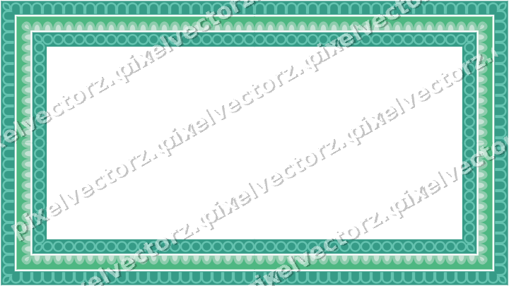 Decorative picture frame border in green and teal with scale band